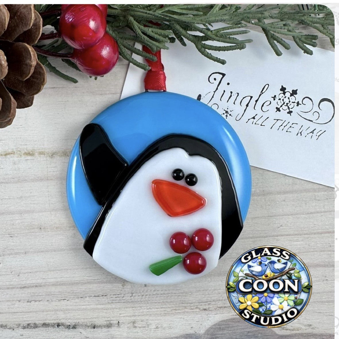 Waving Penguin Ornament Fused Glass Pattern – PDF Download