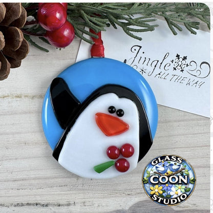Waving Penguin Ornament Fused Glass Pattern – PDF Download