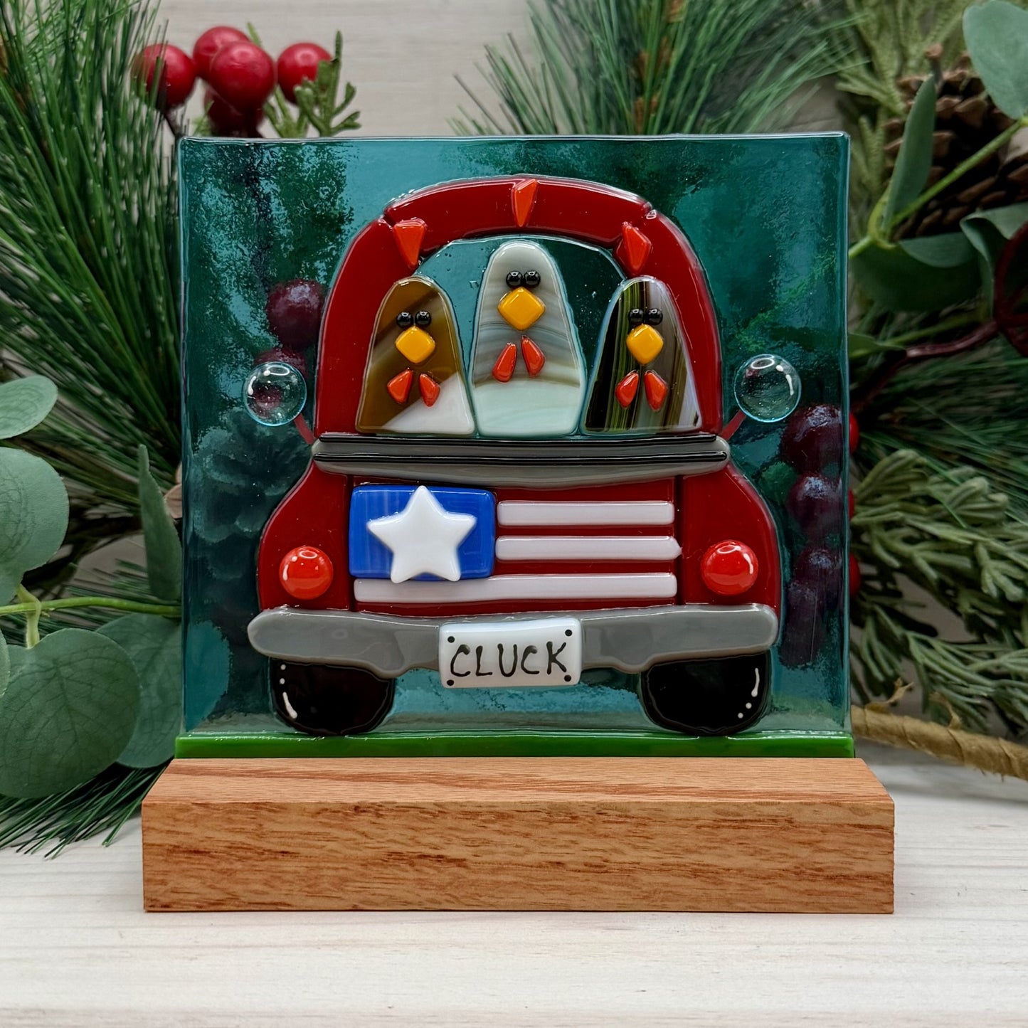 Pickup Truck with Chickens Pattern – Fused Glass Design (Instant Download) PDF