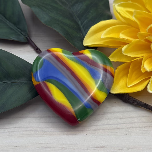 Rainbow Fused Glass Heart Keepsake – Small Decorative Paperweight