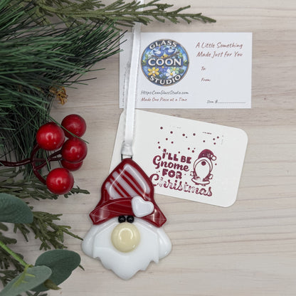 Fused Glass Christmas Tree Gnome Ornament