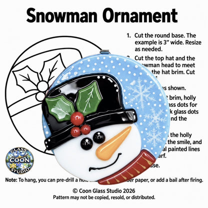 Fused Glass Snowman Ornament Pattern PDF
