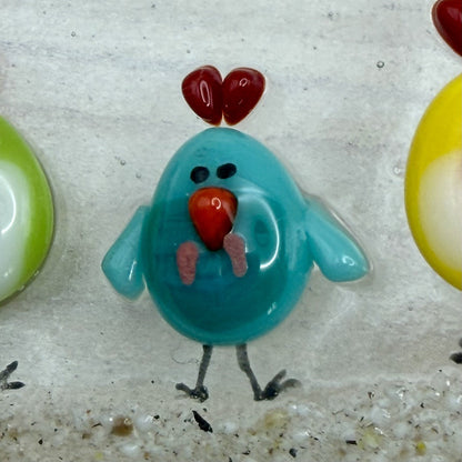 Fused Glass Chicken Wave Panel – Whimsical Farm Flock, Free-Standing Art