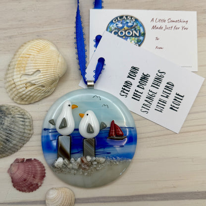 Whimsical Seagulls at the Beach Fused Glass Tutorial | Step-by-Step PDF with Photos