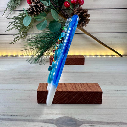 Oak Wood Display Stand: Fused & Stained Glass (Set of 2)