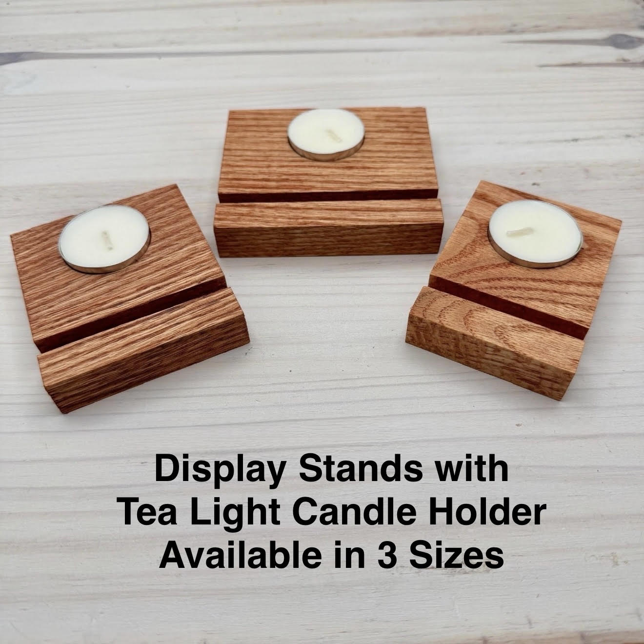 Oak Display Stand with Tea Light Holder for Fused and Stained Glass Panels