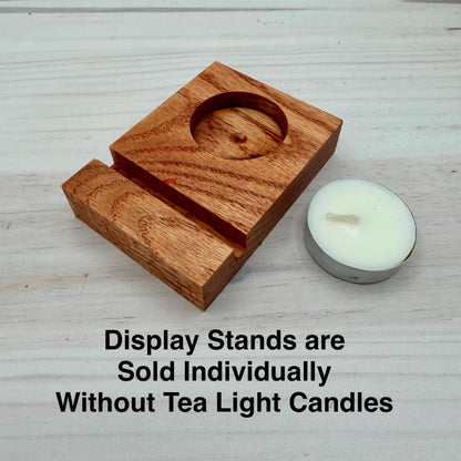 Oak Display Stand with Tea Light Holder for Fused and Stained Glass Panels