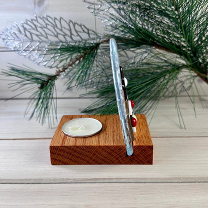 Oak Display Stand with Tea Light Holder for Fused and Stained Glass Panels