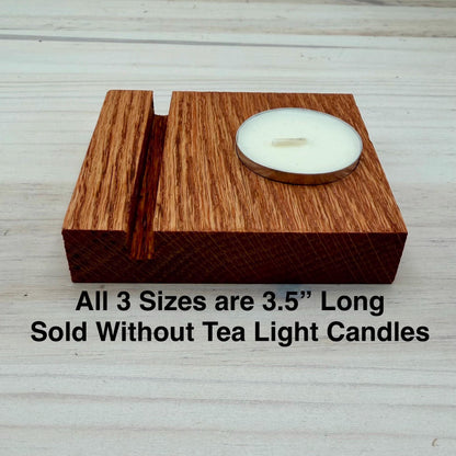 Oak Display Stand with Tea Light Holder for Fused and Stained Glass Panels