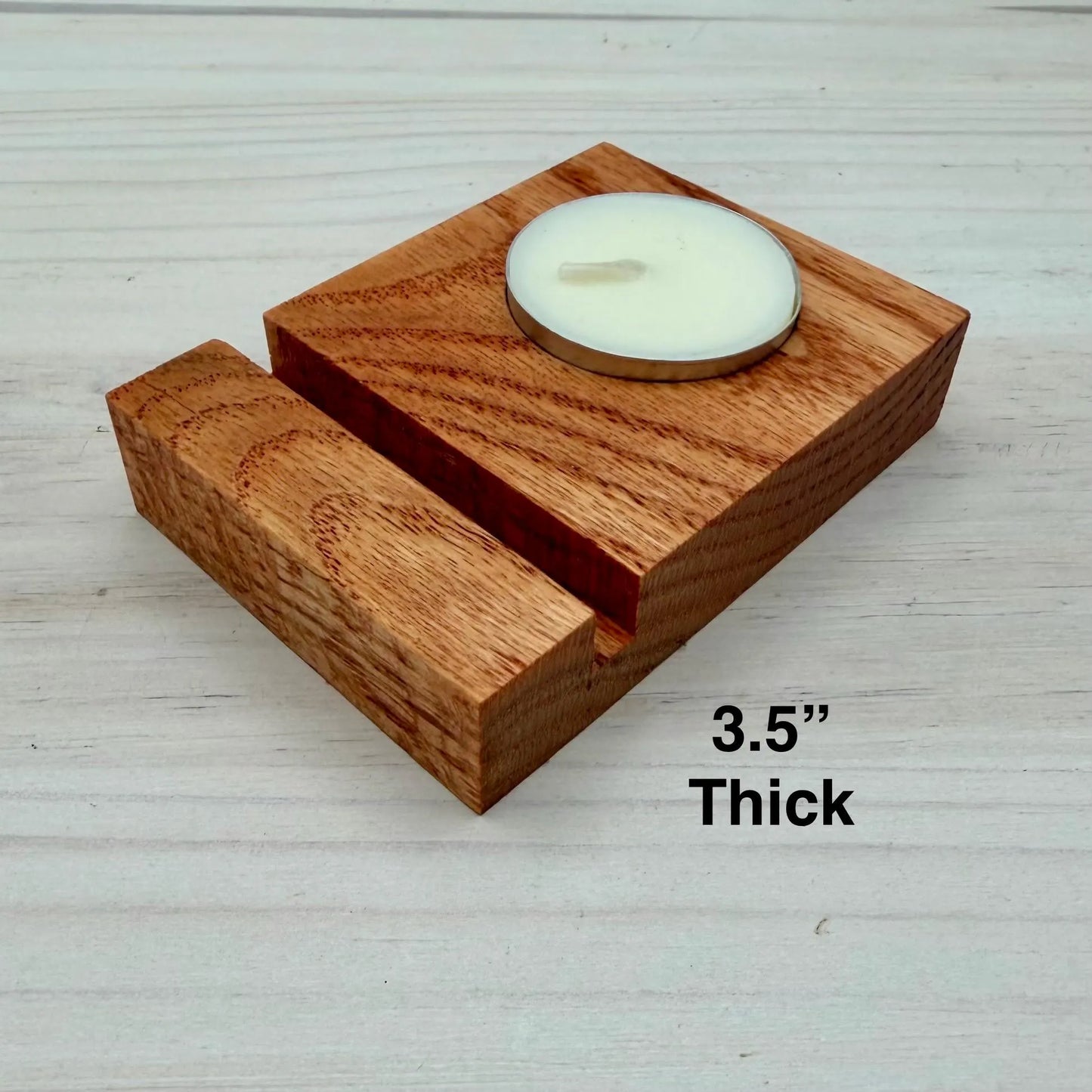 Oak Display Stand with Tea Light Holder for Fused and Stained Glass Panels